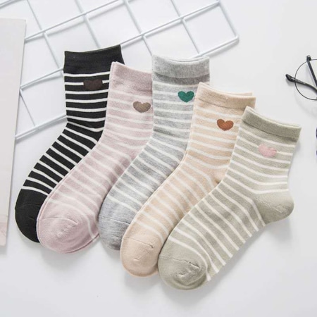 5 Pcs Women 's Polyester Casual High socks